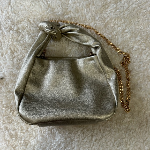 Jentry Kelley Knot Top Rose Gold Cosmetic Bag W/ Gold Chain Crossbody Strap NEW - Picture 3 of 11